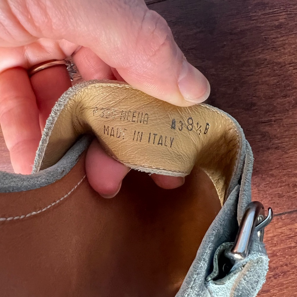 Coach vintage Neena suede Aquamarine slide buckle sandal wedge Women’s size 8.5 - Picture 8 of 16
